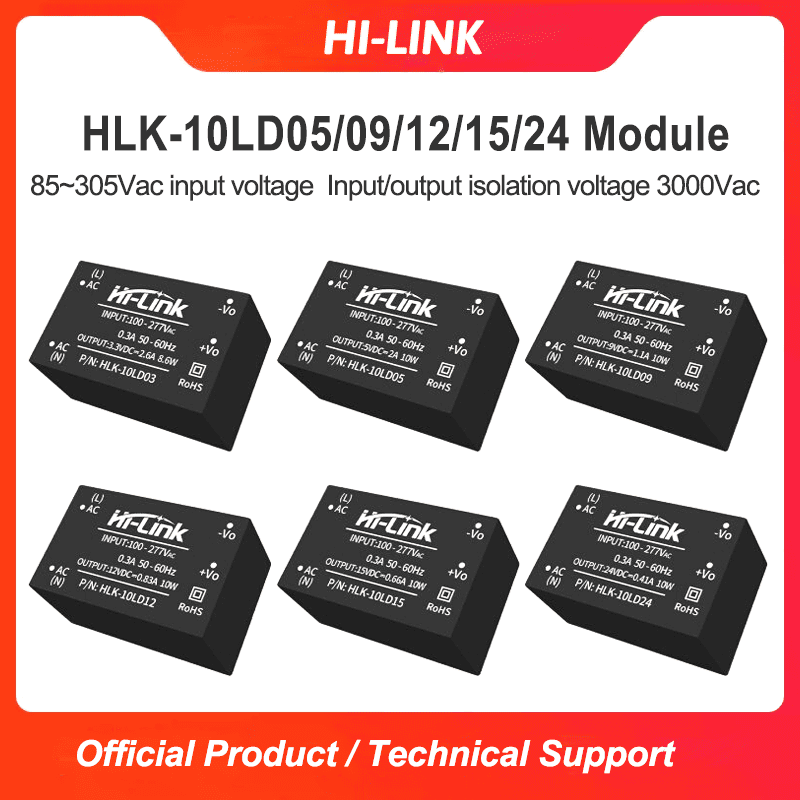 AC-DC stabilized isolated power module 10LD05/10LD12/10LD24 compatible with 110/220/277V to 9V12V15V24V10W 305 full operating conditions