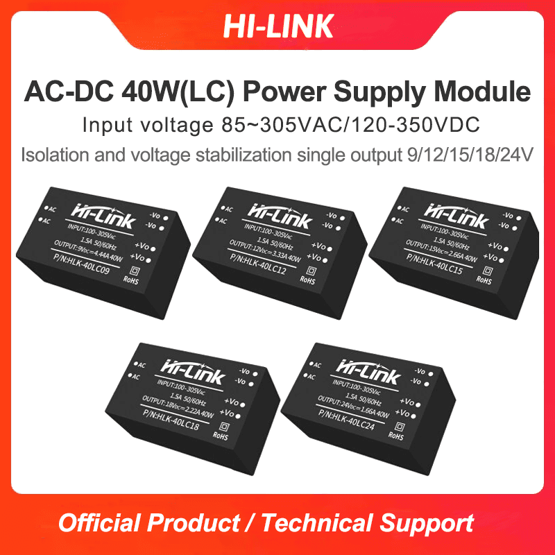 ACDC 40W isolated power module HLK-40LC12/40LC09/40LC15/40LC18/40LC24 220V to 9V12V15V18V24V voltage regulator built-in EMC circuit wide voltage input