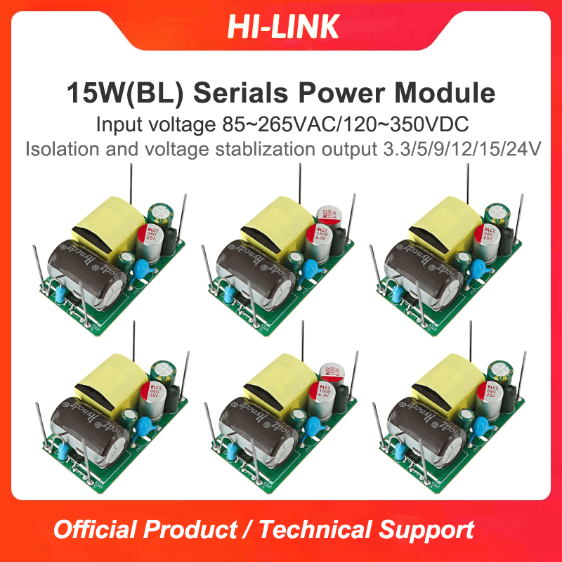 AC to DC 15W 5V/9V/12V/15V/24V step down mini power switch supply  power converter module HLK-15M05BL/15M12BL/15M15BL/15M24BL