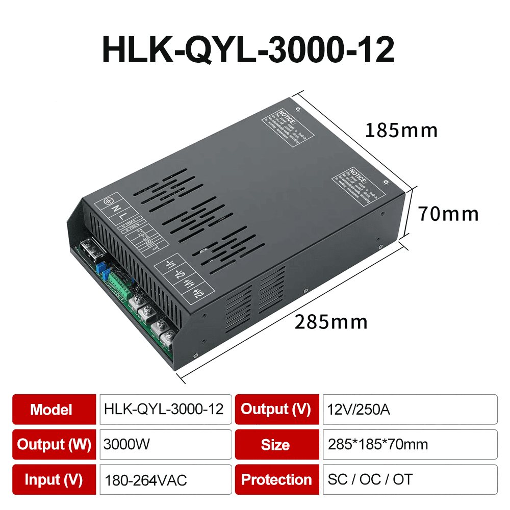 3000W AC/DC switching power supply 12V output high power DC adjustable constant voltage and constant current HLK-QYL-3000-12