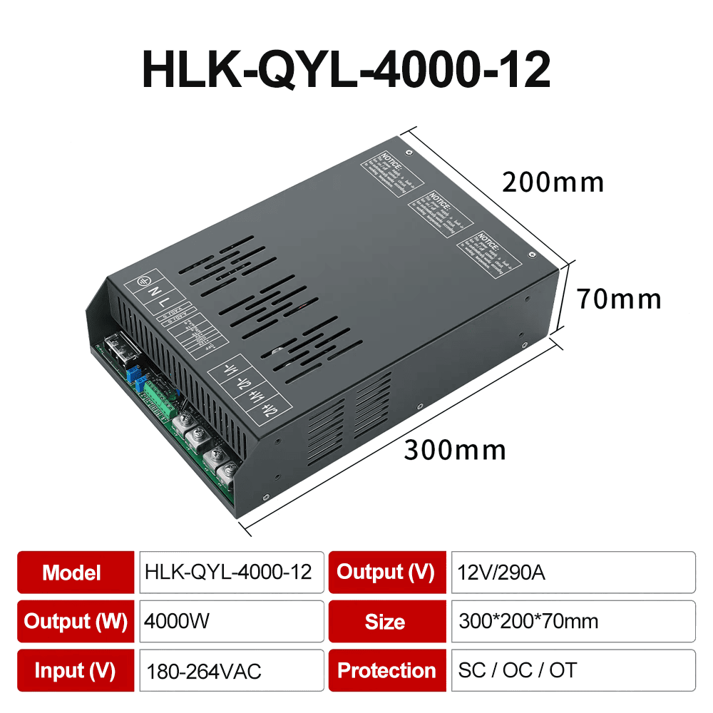 4000W AC/DC switching power supply 12V output high power DC adjustable constant voltage and constant current HLK-QYL-4000-12