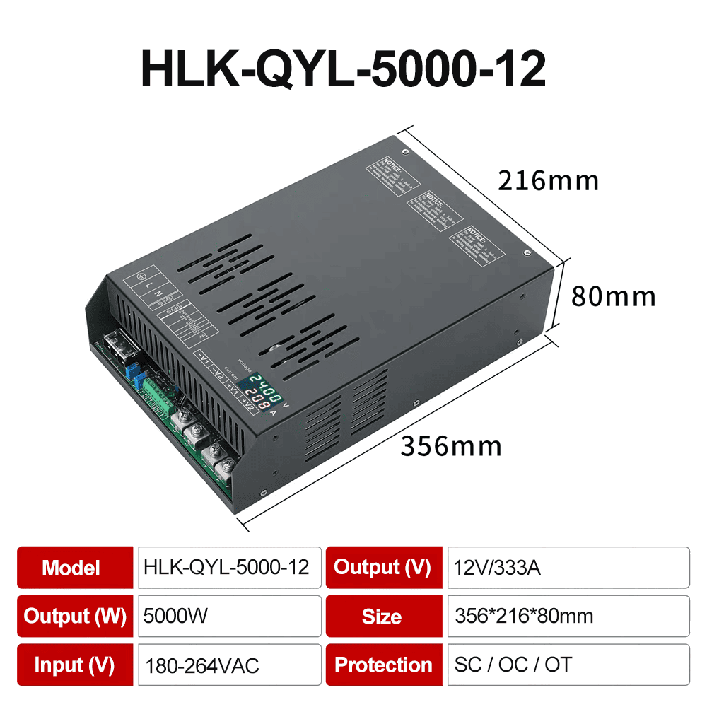 5000W AC/DC switching power supply 12V output high power DC adjustable constant voltage and constant current HLK-QYL-5000-12
